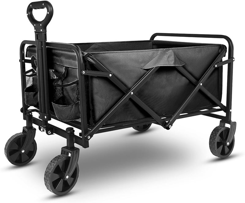 Eworld Foldable Wagon – 220lbs Collapsible Heavy Duty Garden Cart with All-Terrain Wheels for Camping, Sports, Shopping & Gardening (Black) - Image 1